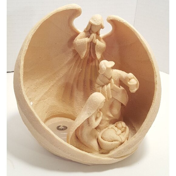 Christmas Sand Art Nativity Scene Tea Candle Holder Holy Family - Picture 1 of 9